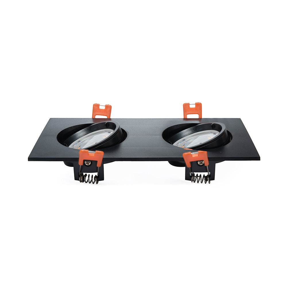 MARCO EMPOTRABLE DOBLE Y4R1 CUADRADO NEGRO BASE MR16, AL