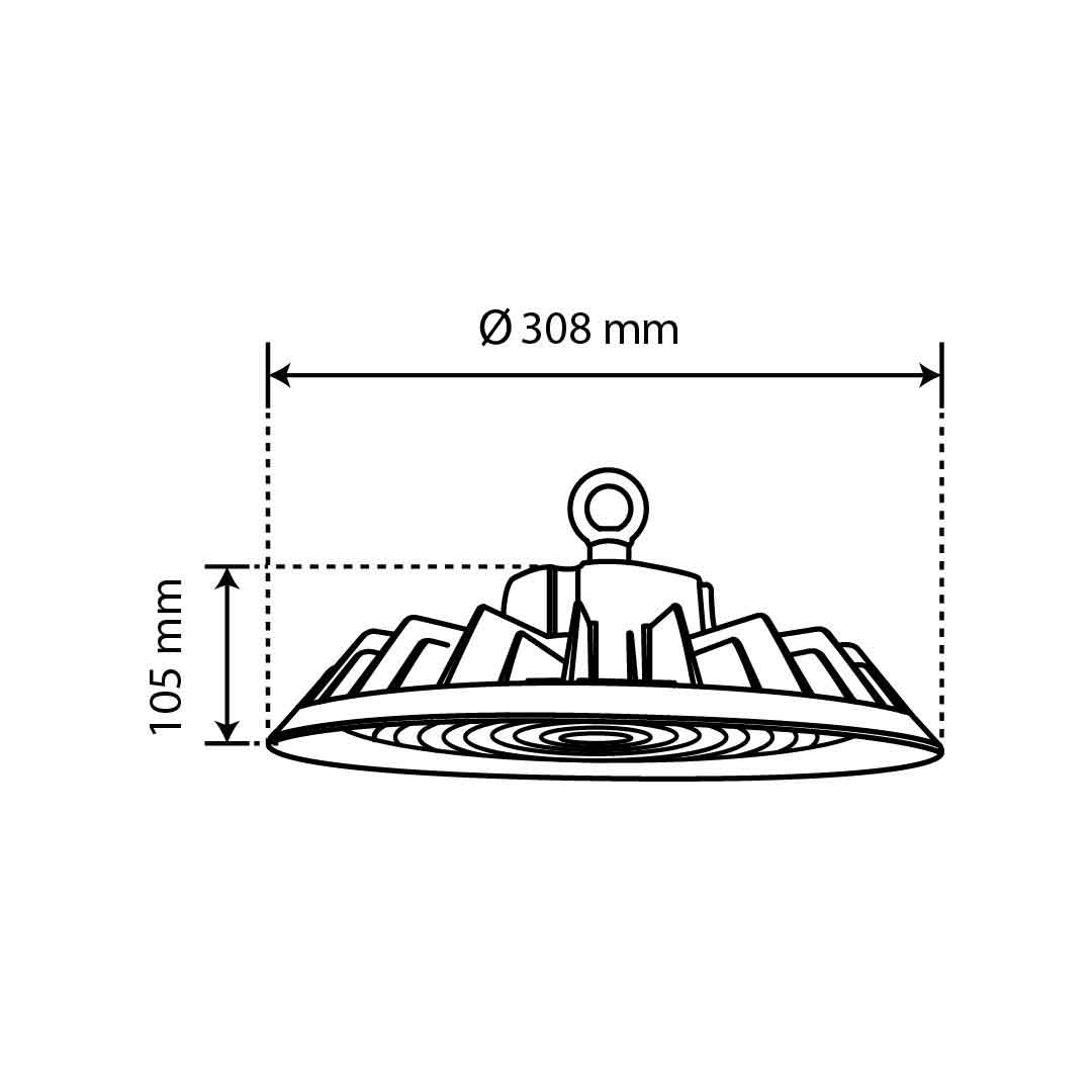 HIGHBAY UFO LED 150W, 5500K, IK09, THD<20%, 25500lm, 6KV SBT